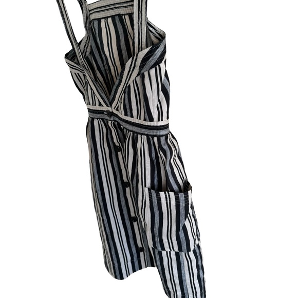 Madewell Striped Linen/ Cotton Blend Evelyn Apron Navy White Mini Dress - Picture 7 of 15